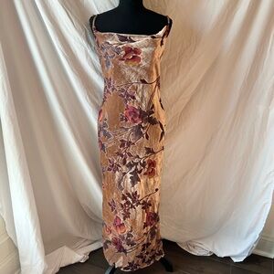 Lovely Day Velvet Maxi Dress - Gold and Purple Floral